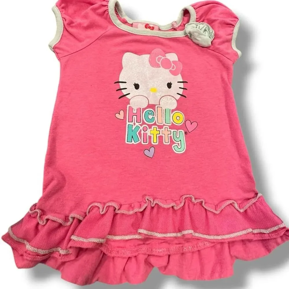 Toddler 18M Lot of 2 Hello kitty pink top with Embroidered Jeans y2K